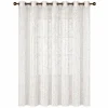 Sheer Floral Embroidered Grommet Curtain Panel – White
