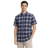 Short Sleeve Plaid Button-Up Shirt