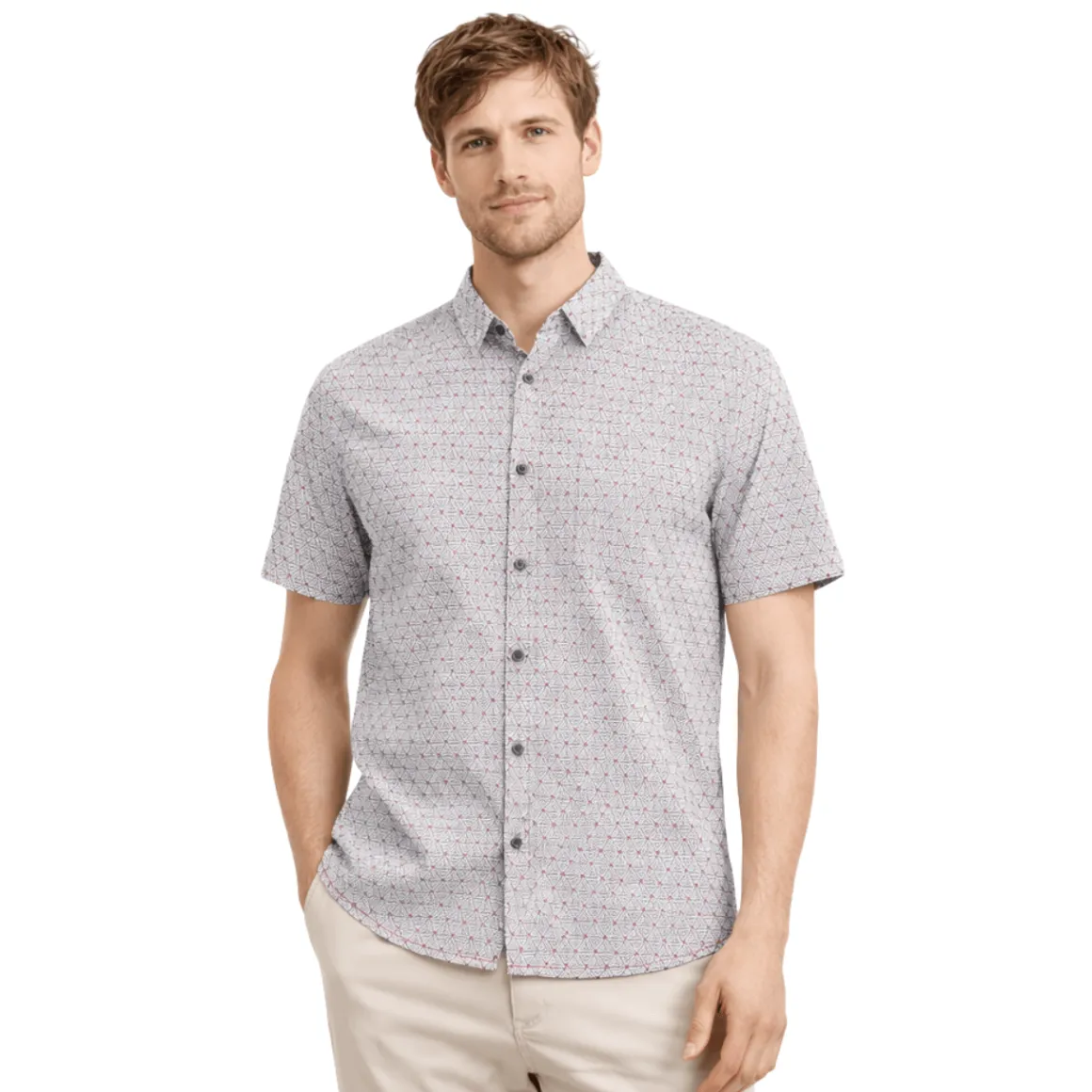 Short Sleeve Plaid Button-Up Shirt