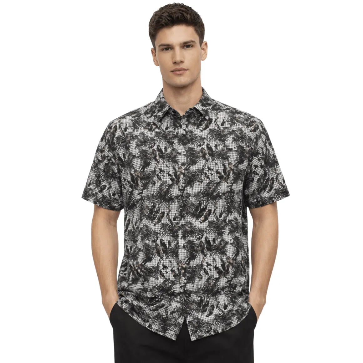 Short Sleeve Printed Button-Up Shirt