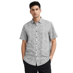 Short Sleeve Printed Button-Up Shirt