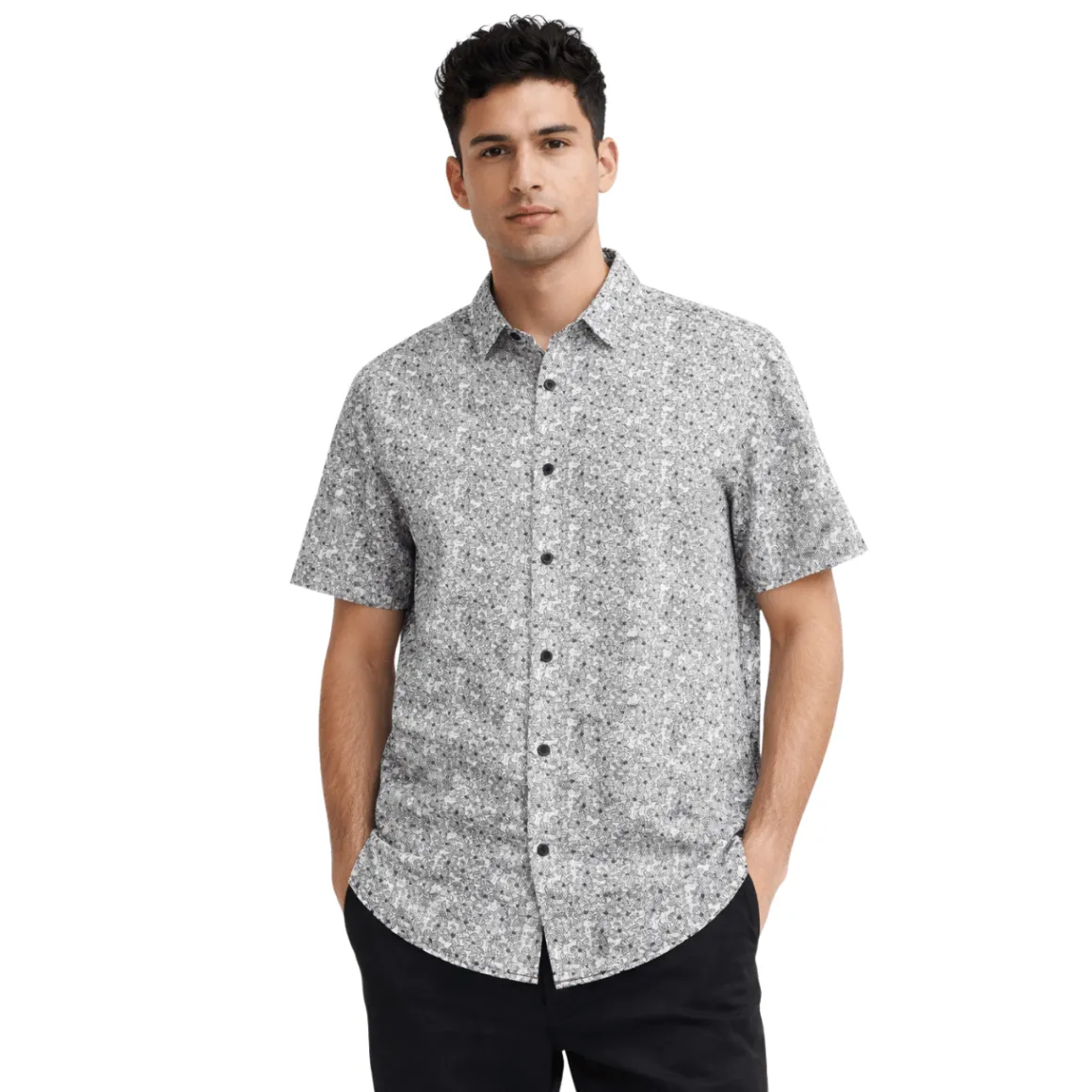 Short Sleeve Printed Button-Up Shirt