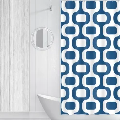 Shower Curtain 70x72 Retro Geo Microfiber