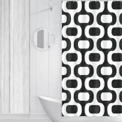 Shower Curtain 70x72 Retro Geo Microfiber