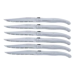 Silver 6-Piece Steak Knife Set with Wooden Box