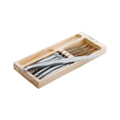 Silver 6-Piece Steak Knife Set with Wooden Box