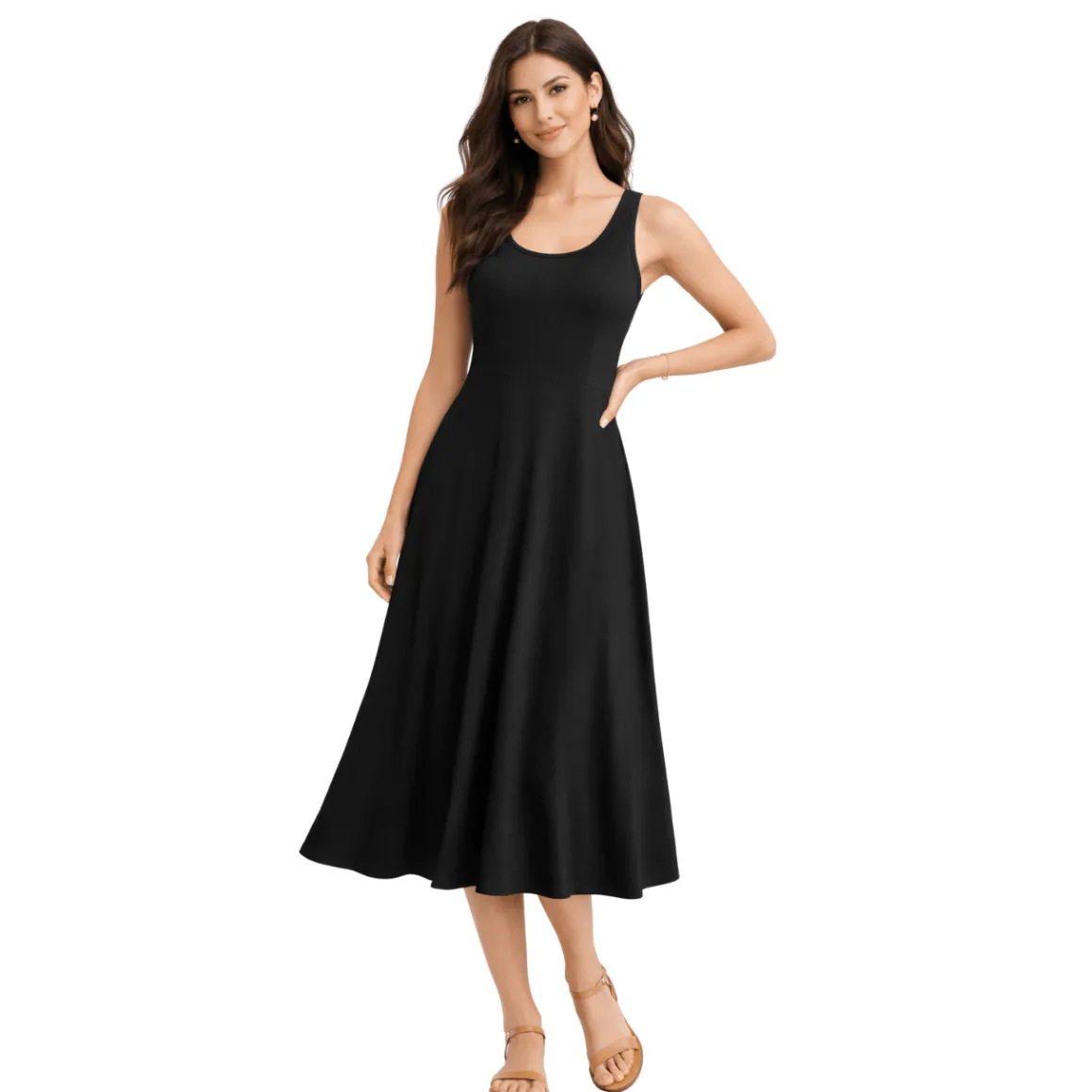 Sleeveless Fit & Flare Midi Dress