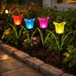Solar Powered Tulip Garden Lights – Colorful LED Outdoor Pathway Stakes