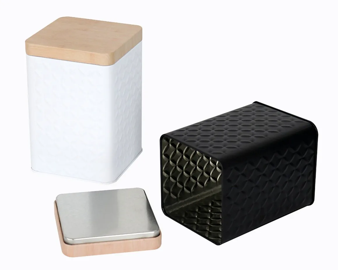 Square Metal Tin Box with Bamboo Lid | Assorted Colors