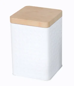 Square Metal Tin Box with Bamboo Lid | Assorted Colors