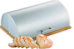 Stainless Steel Bread Box with Bamboo Base