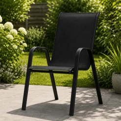 Steel Textilene Stacking Patio Chair – Outdoor Dining Chair