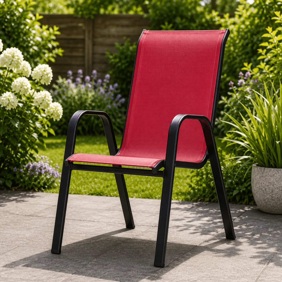 Steel Textilene Stacking Patio Chair – Outdoor Dining Chair