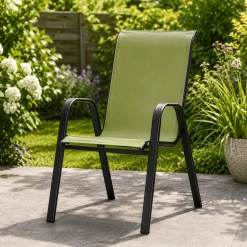Steel Textilene Stacking Patio Chair – Outdoor Dining Chair