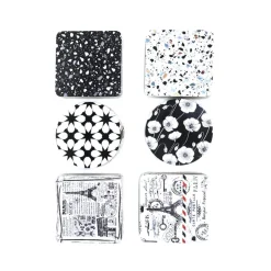 St/4 MDF Coasters *6 Designs (Paris Terrazzo Floral)