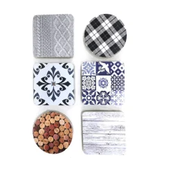 St/4 MDF Coasters *6 Designs (Tile Wood Cork)