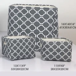 Storage Basket Red Geometric Fabric