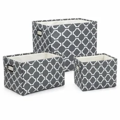 Storage Basket Red Geometric Fabric