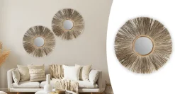 Straw Cattail Round Mirror 70cmx70cm
