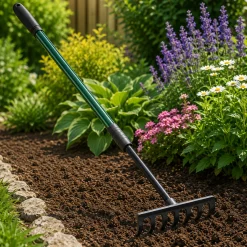 Telescopic Five-Tine Garden Rake – Adjustable Cultivating and Soil Preparation Tool