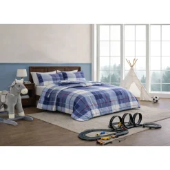 Theodore Blue Plaid Comforter Set