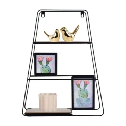 Trapeze Metal Wall Shelf with Frame Display