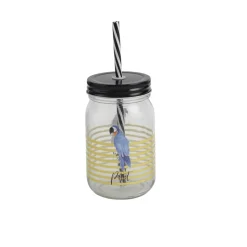 Tropical Birds Drinking Jar With Straw