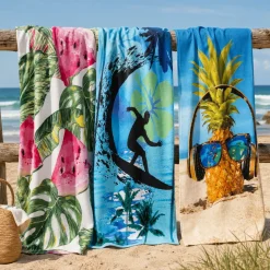 Tropical Print Beach Towel 28x55in – Assorted Summer Designs