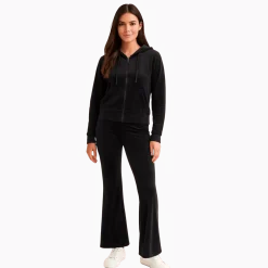 Velour Zip Hoodie & Flared Lounge Pant Set
