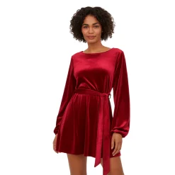 Velvet Long-Sleeve Mini Dress
