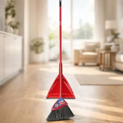 Vileda Oskar Broom with Integrated Dustpan Set