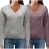 V-Neck Pullover With Diamonds & Cabl