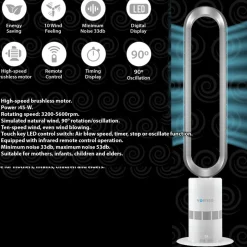 Vorteco Bladeless Tower Fan with LED Control
