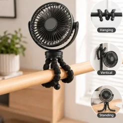 Vorteco Flexible Desktop Fan – Rechargeable Octopus Clip Fan