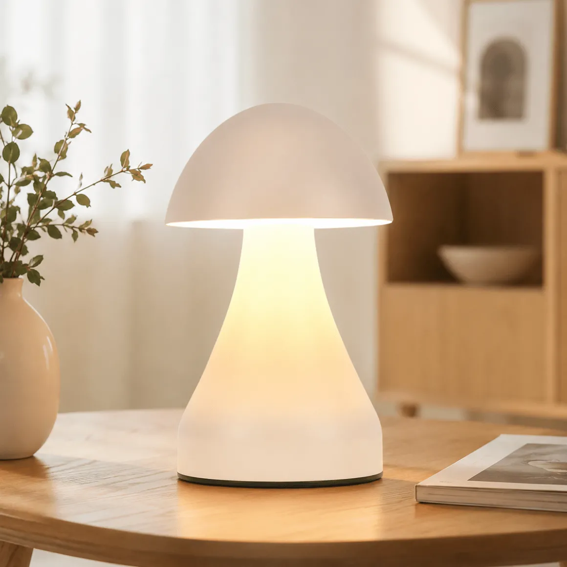White Table Lamp with USB Charger 10-15cm