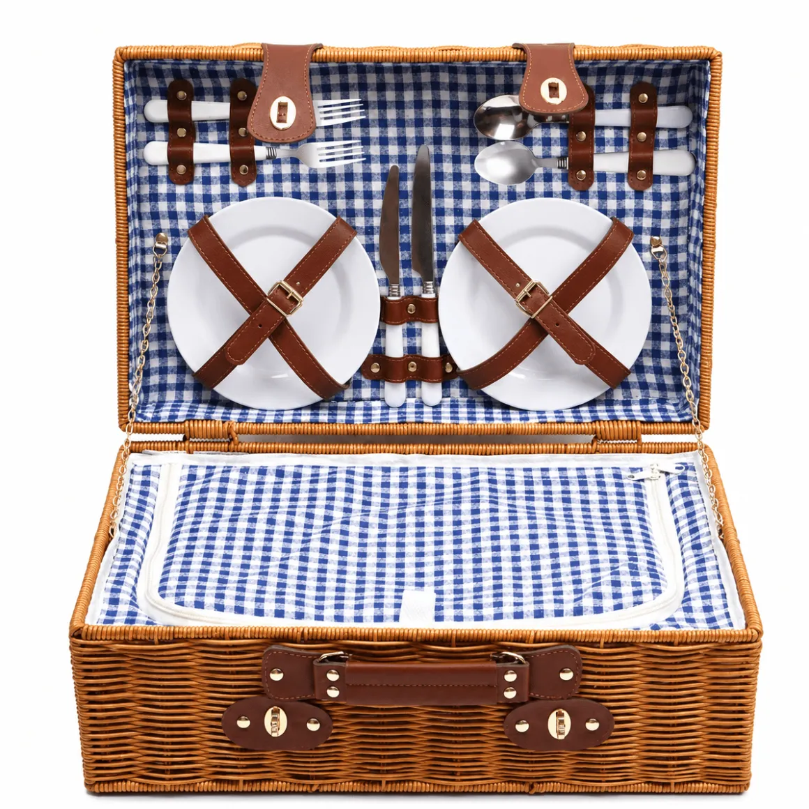 Wicker Picnic Basket with Dinnerware Set