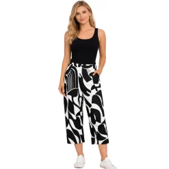 Wide-Leg Cropped Pull-On Pants