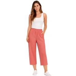Wide-Leg Cropped Pull-On Pants
