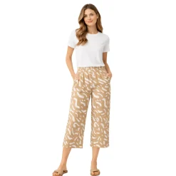 Wide-Leg Cropped Pull-On Pants
