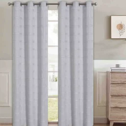 Willow Flocked Grid 2pk Grommet Top Panels