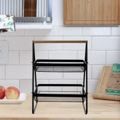 Wire 2 Tier Basket Black 37x25x51