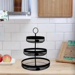 Wire 3 Tier Basket Black 32x32x43