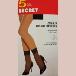 Women’s 5-Pair Sheer Anklets with Reinforced Toe