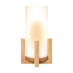 Wood and Frosted Glass Table Lamp