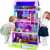 Wooden Dollhouse with Elevator & Furniture