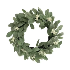 Wreath Green Leaf W/ White Flower 40.5