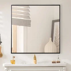 60x60" Square Aluminum Mirror with Black Frame
