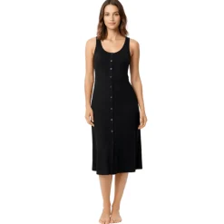 YANA Ribbed Tank Dress with Button Front