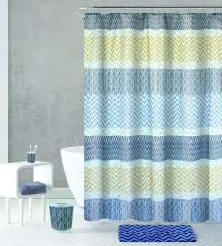 Zigzag - Bath Curtain and Mat Set with Accessories